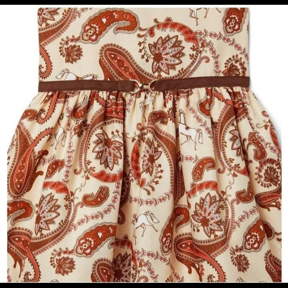 Janie and Jack Dress Paisley Print in Cream and Orange - Picture 2 of 3